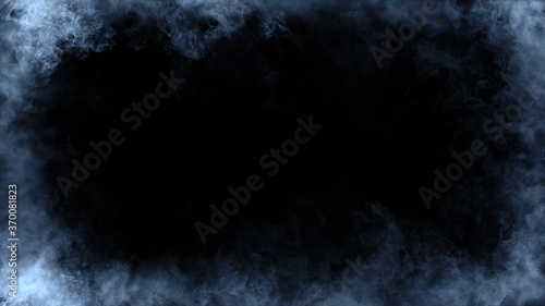 Frame of real blue fire flames burn motion smoke . Border isolated texture overlays. Film effect.