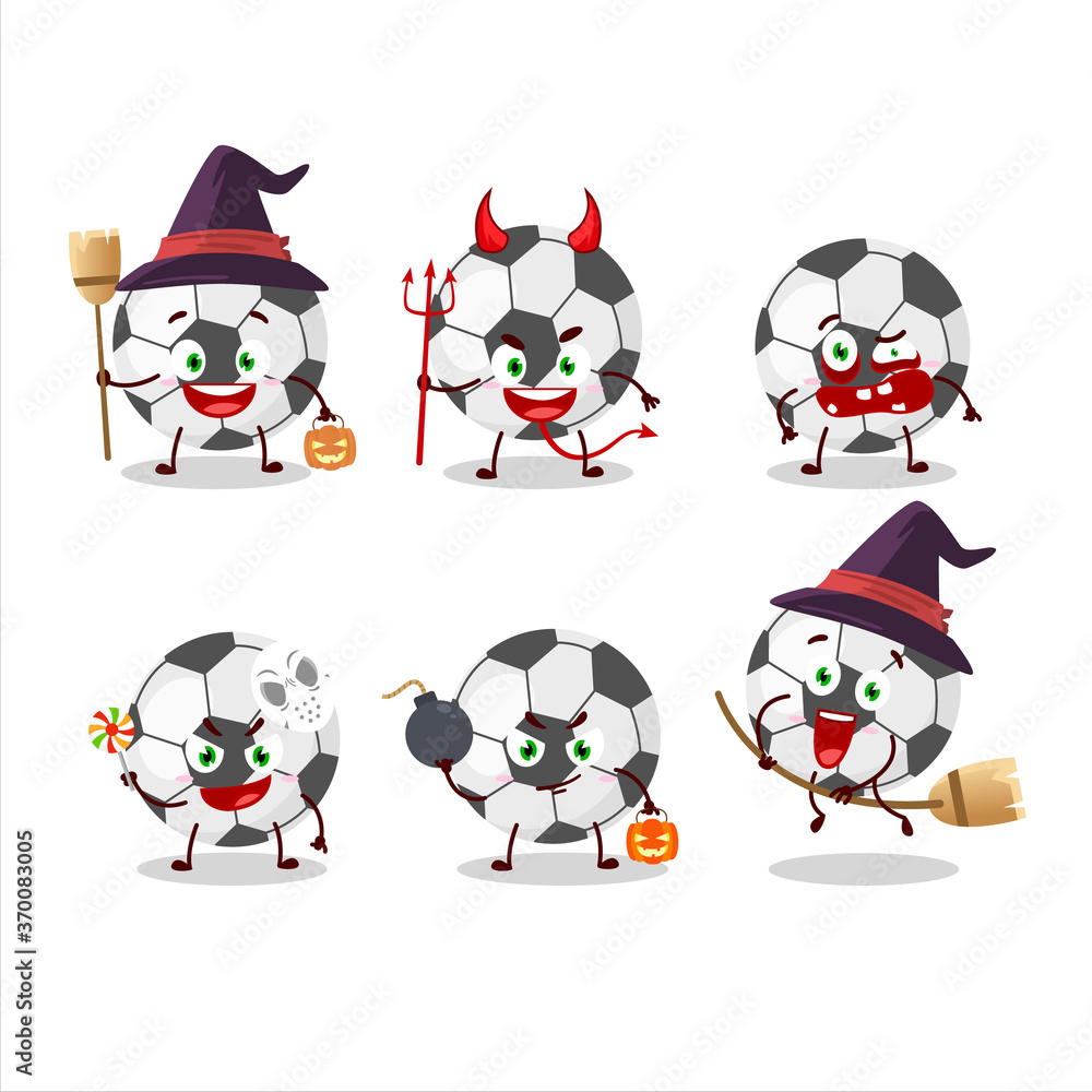 Halloween expression emoticons with cartoon character of soccer ball Halloween expression emoticons with cartoon character of soccer ball