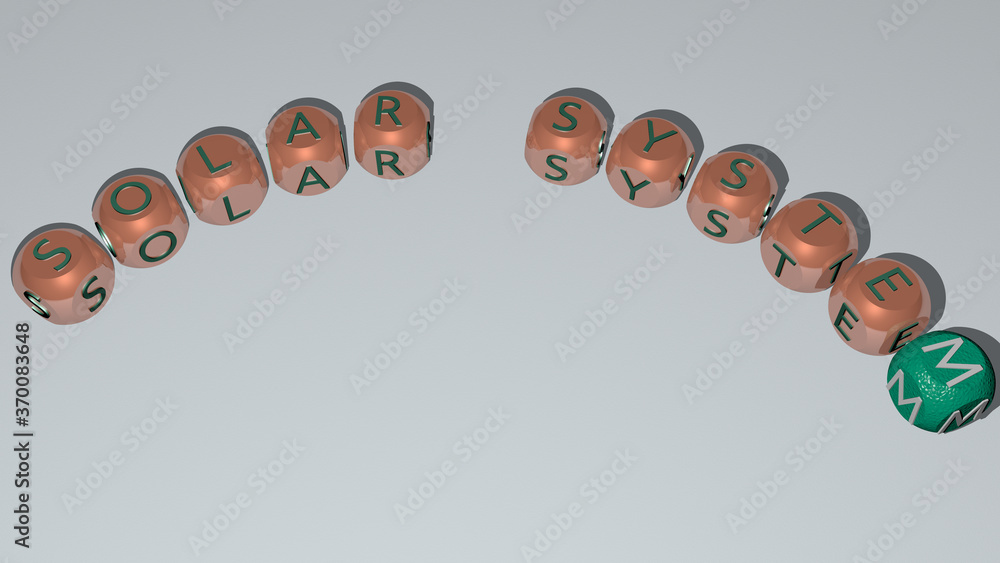 combination of SOLAR SYSTEM built by cubic letters from the top perspective, excellent for the concept presentation. illustration and energy combination of SOLAR SYSTEM built by cubic letters from the top perspective, excellent for the concept presentation. illustration and energy