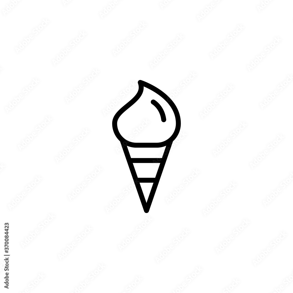 Ice Cream in black line style icon, style isolated on white background Ice Cream in black line style icon, style isolated on white background