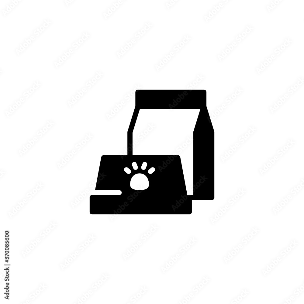 Pet food icon in black flat glyph, filled style isolated on white background Pet food icon in black flat glyph, filled style isolated on white background
