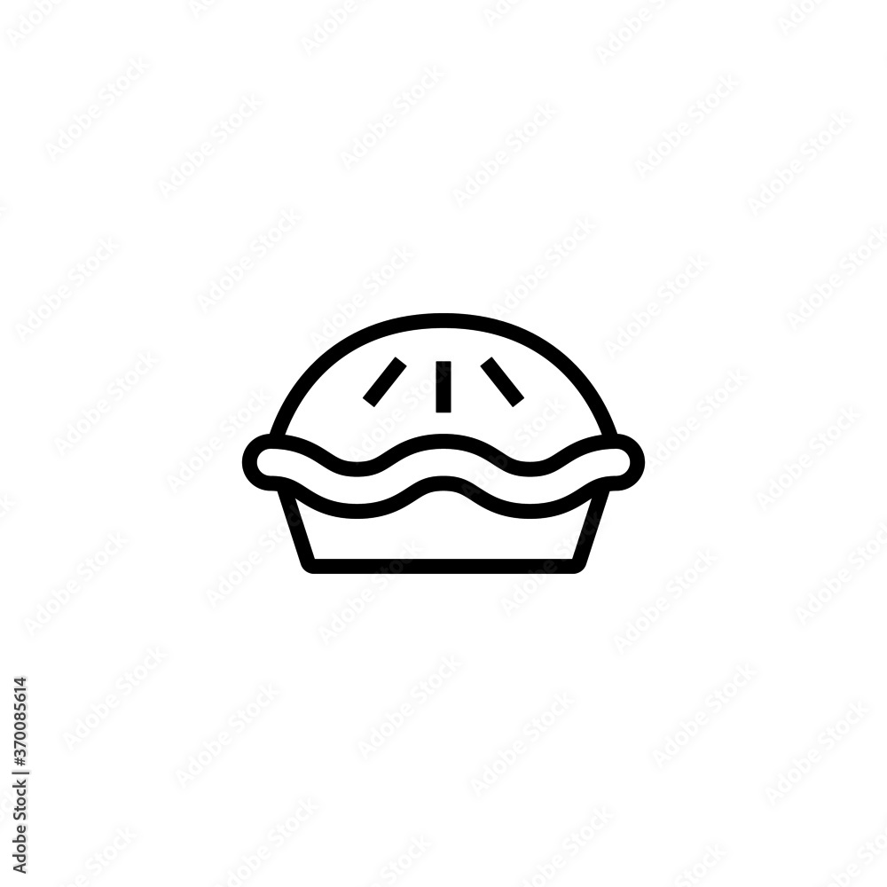 Fototapeta premium Pie icon in black line style icon, style isolated on white background
