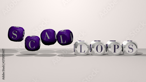 combination of SCALLOPS built by cubic letters from the top perspective, excellent for the concept presentation. background and illustration