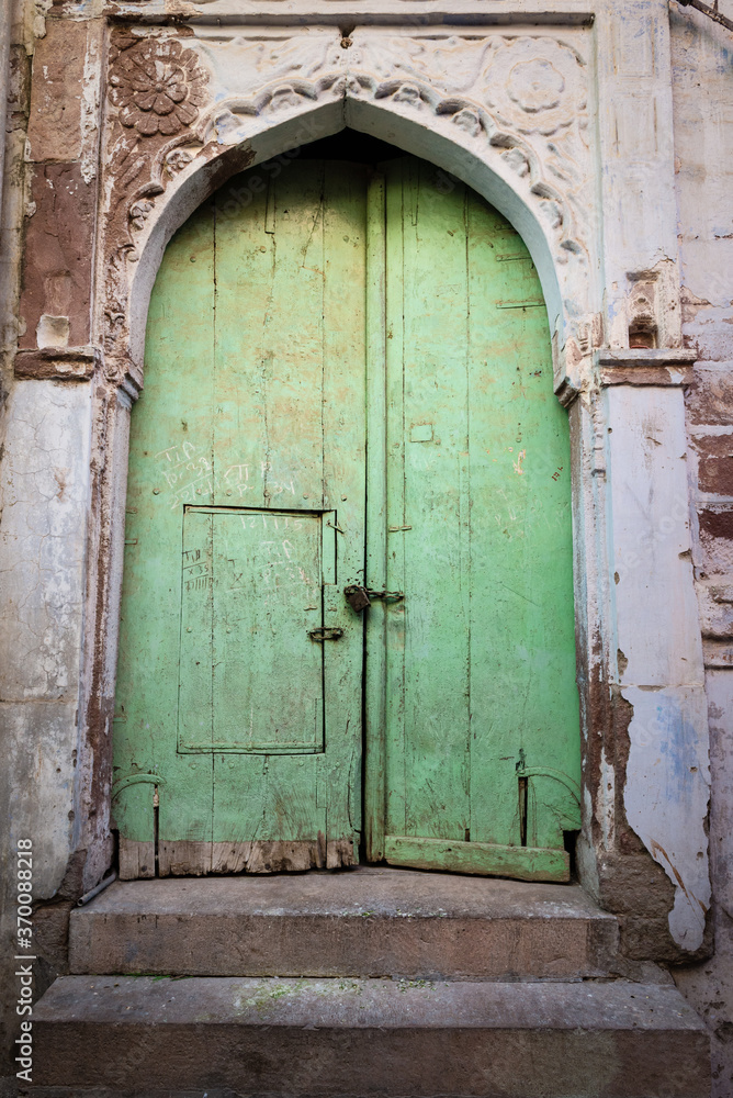 Doorway detail in blue city of Jodhpur, India