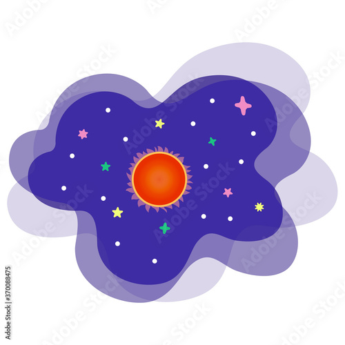 宇宙の背景に太陽のイラスト