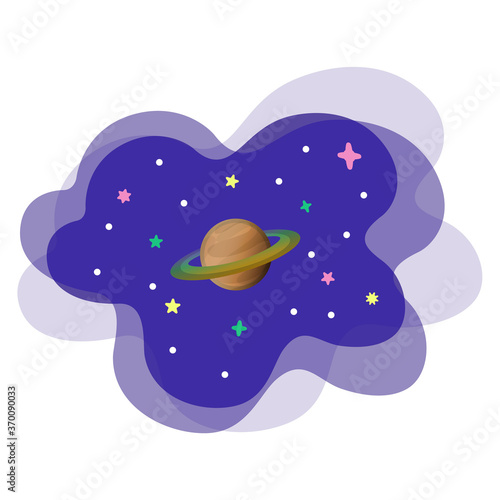 宇宙の背景に土星のイラスト