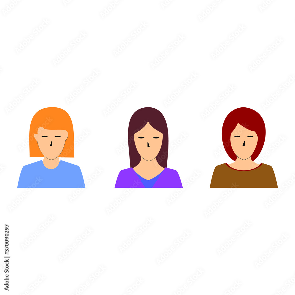 several colorful women with different hairstyles, head, face several colorful women with different hairstyles, head, face