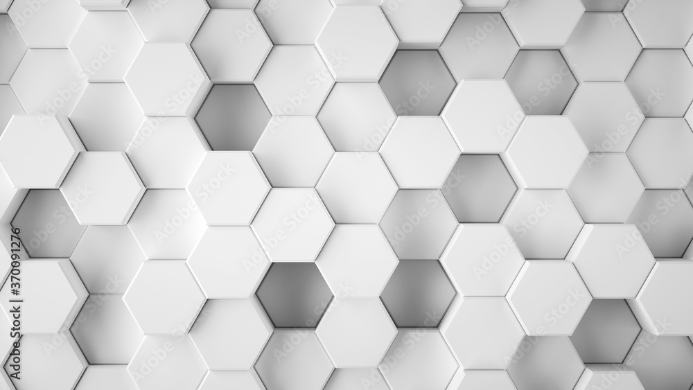 Fototapeta premium Abstract gray hexagonal sci-fi honeycomb geometrical background. 3d rendering
