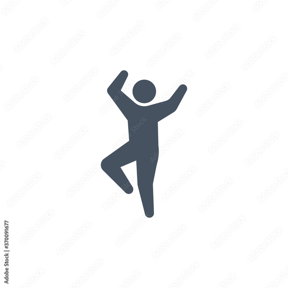 Dancer dancing, solid icon. Man celebrating happiness with jump and raising arms. Trendy flat activities collection for web, mobile graphic, app. Vector illustration Design on white background EPS1