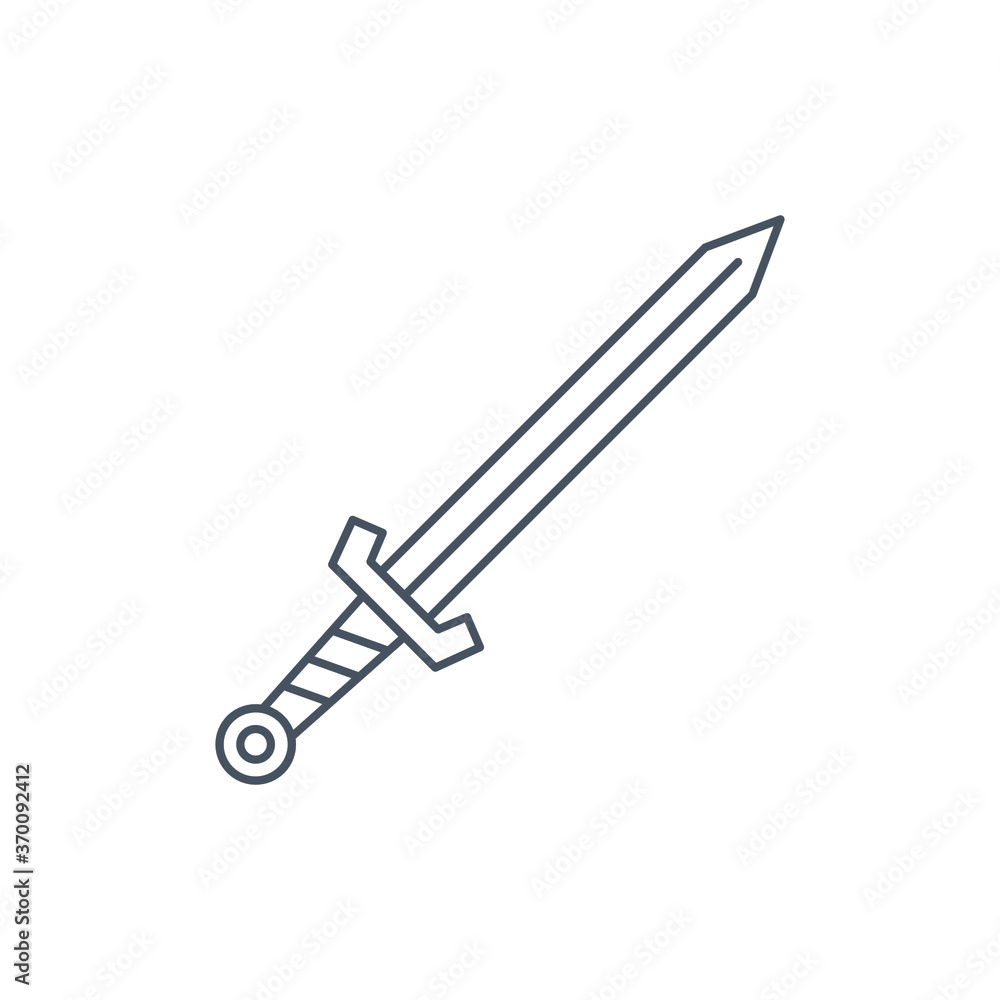 Simple sword japanese. Martial art, saber Samurai knife for battle knight. Katana with handle outline symbol as traditional weapon equipment. line Vector illustration Design on white background EPS 10 Simple sword japanese. Martial art, saber Samurai knife for battle knight. Katana with handle outline symbol as traditional weapon equipment. line Vector illustration Design on white background EPS 10