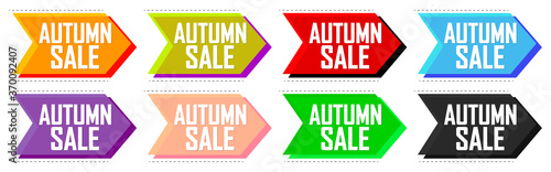 Set Autumn Sale bubble banners design template, discount tags, app icons, vector illustration