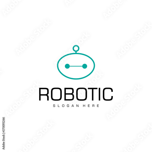 Robotic logo line art vector illustration