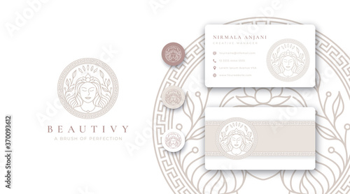 golden mandala logo with business card