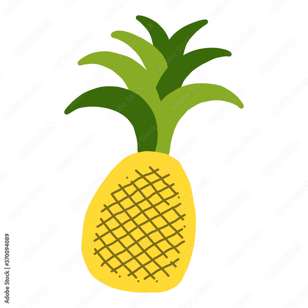 パイナップルの手書きカラーイラスト pineapple flat illustration vector icon パイナップルの手書きカラーイラスト pineapple flat illustration vector icon