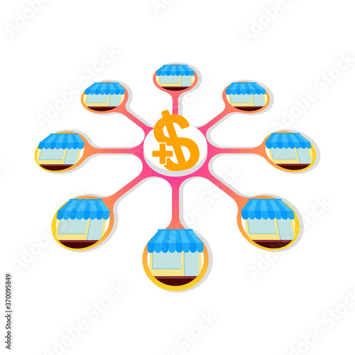 Increase passive income from Franchise concept flat design vector illustration. simple and modern style design