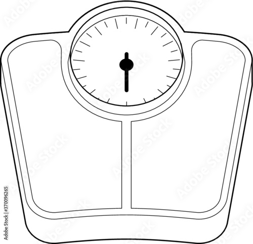 A line art vector illustration of a human scale