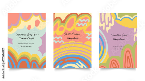 Abstract arts 70s cover design vector. Modern Art 1970s graphics design for poster, social ads, business cards, invitations,  flyers and brochures.