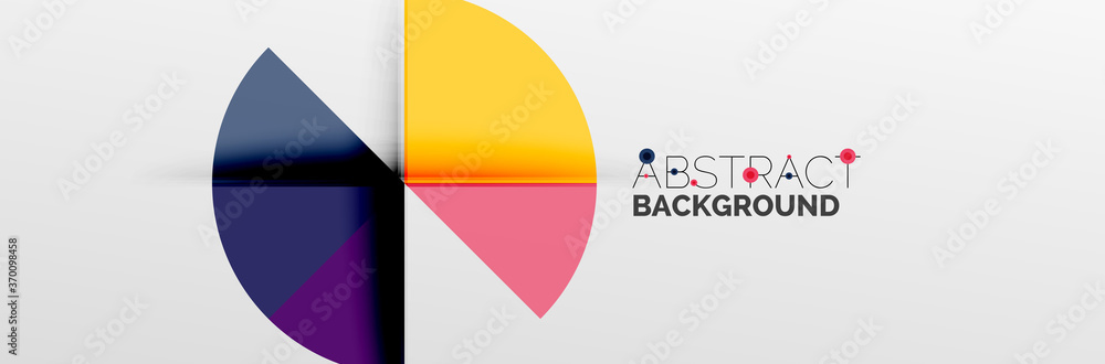 Bright color circles, abstract round shapes and triangles composition with shadow effects. Vector modern geometric design template Bright color circles, abstract round shapes and triangles composition with shadow effects. Vector modern geometric design template
