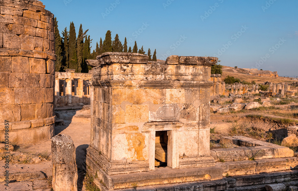 The ruins of the ancient city Hierapolis -Pamukkale, Turkey