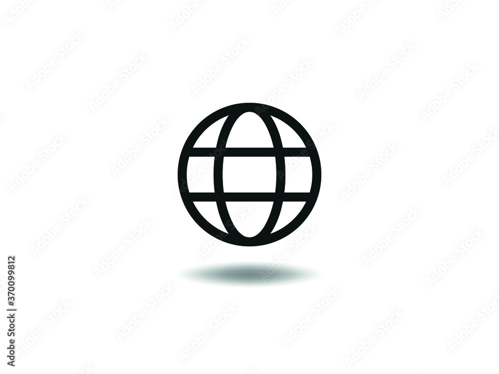 Internet Icon Vector illustration. Perfect globe symbol. web sign, emblem isolated on white background with shadow, Flat style for graphic and web design, logo. EPS10 black pictogram.