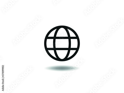 Internet Icon Vector illustration. Perfect globe symbol. web sign  emblem isolated on white background with shadow  Flat style for graphic and web design  logo. EPS10 black pictogram.