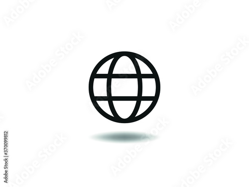 Internet Icon Vector illustration. Perfect globe symbol. web sign, emblem isolated on white background with shadow, Flat style for graphic and web design, logo. EPS10 black pictogram.