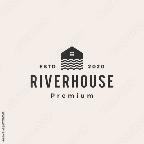 river house hipster vintage logo vector icon illustration
