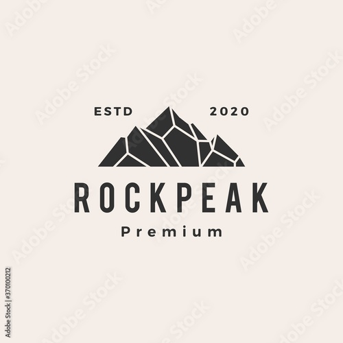 rock peak mount stone hipster vintage logo vector icon illustration