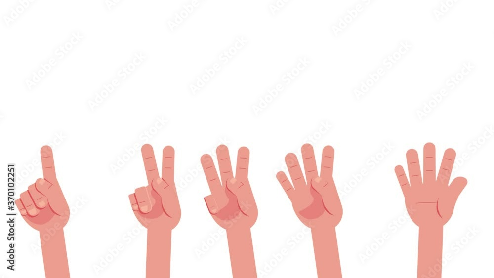 Close up of counts hands animation from one to five Close up of counts hands animation from one to five