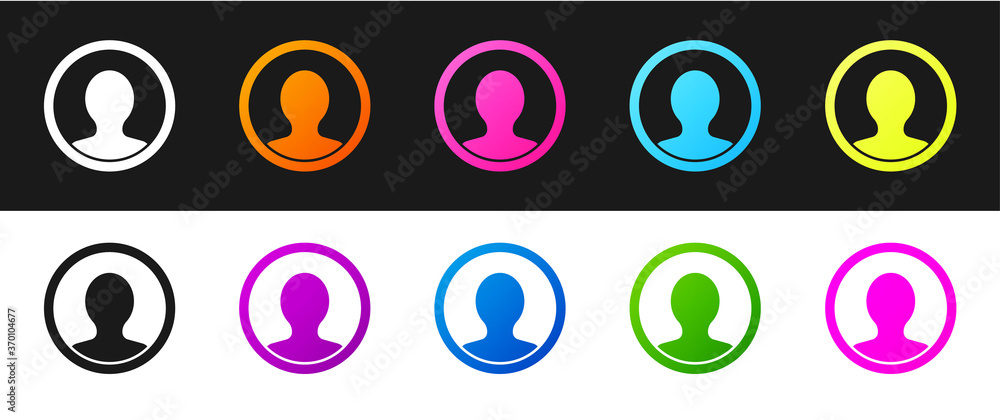 Set Create account screen icon isolated on black and white background. Vector. Set Create account screen icon isolated on black and white background. Vector.