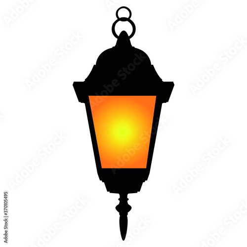hanging street lantern vintage old  isolated vector illustration