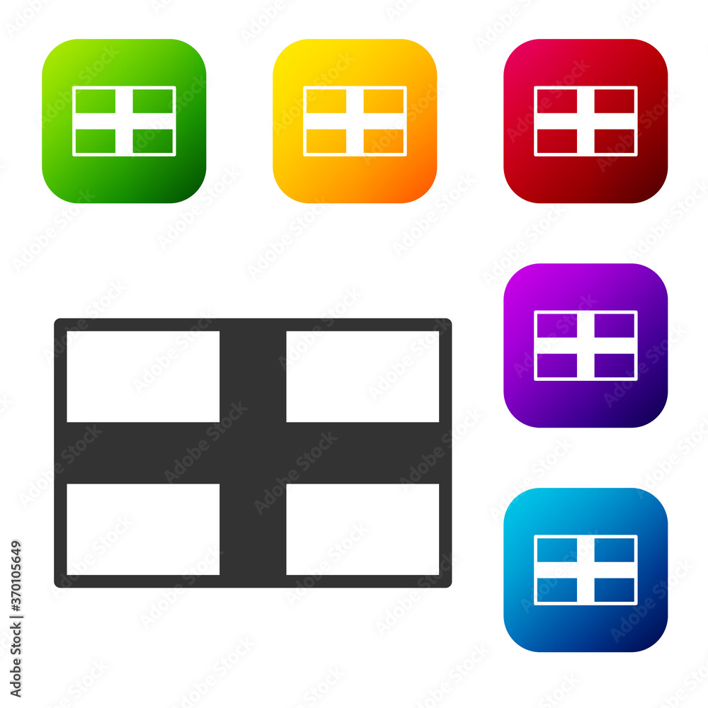 Black Flag of England icon isolated on white background. Set icons in color square buttons. Vector. Black Flag of England icon isolated on white background. Set icons in color square buttons. Vector.