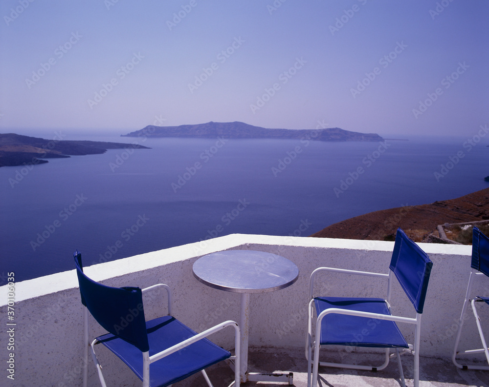 terrace of santorini island greece