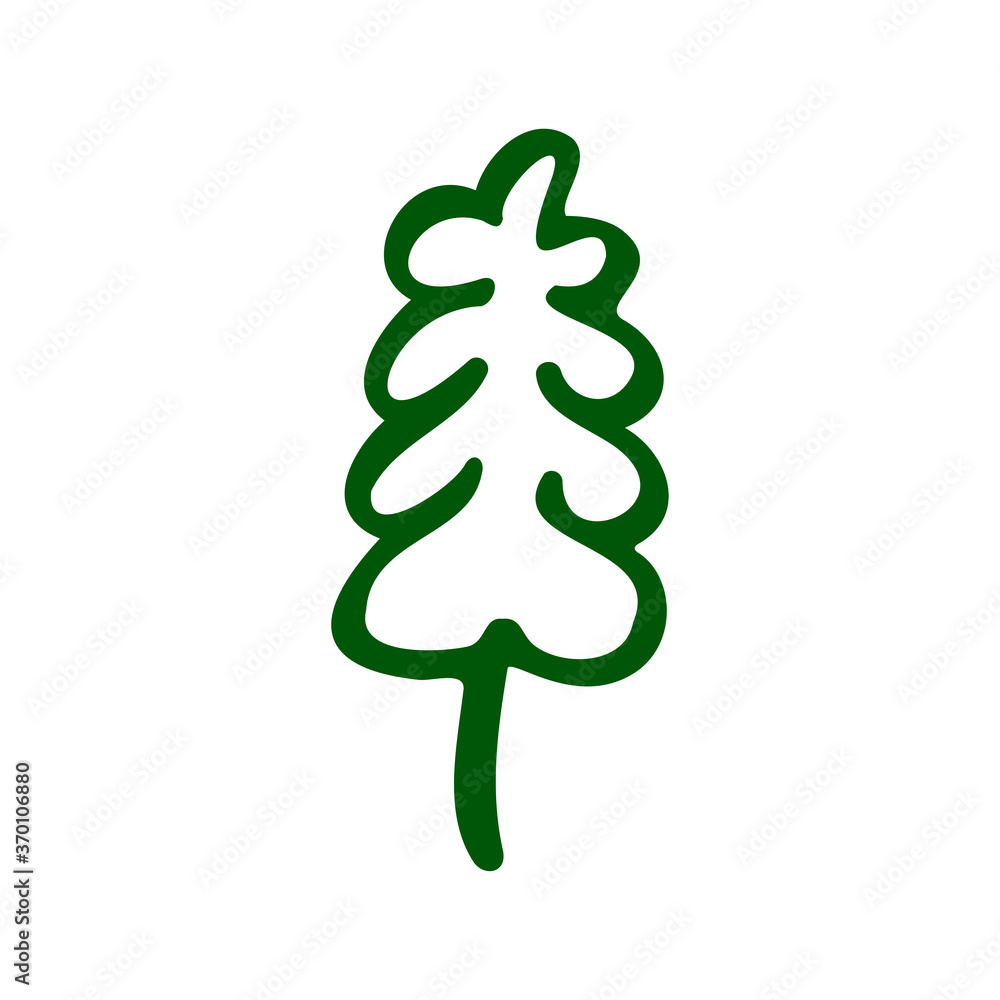 Christmas trees. Hand-draw doodles in green color. Christmas trees. Hand-draw doodles in green color.