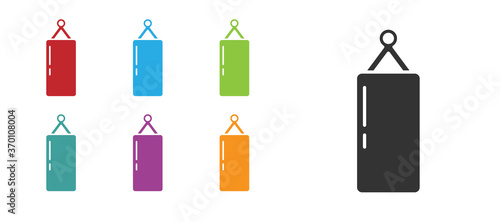 Black Punching bag icon isolated on white background. Set icons colorful. Vector.