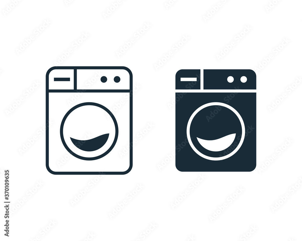 Washer Machine Laundry Icon Vector Logo Template Illustration Design
