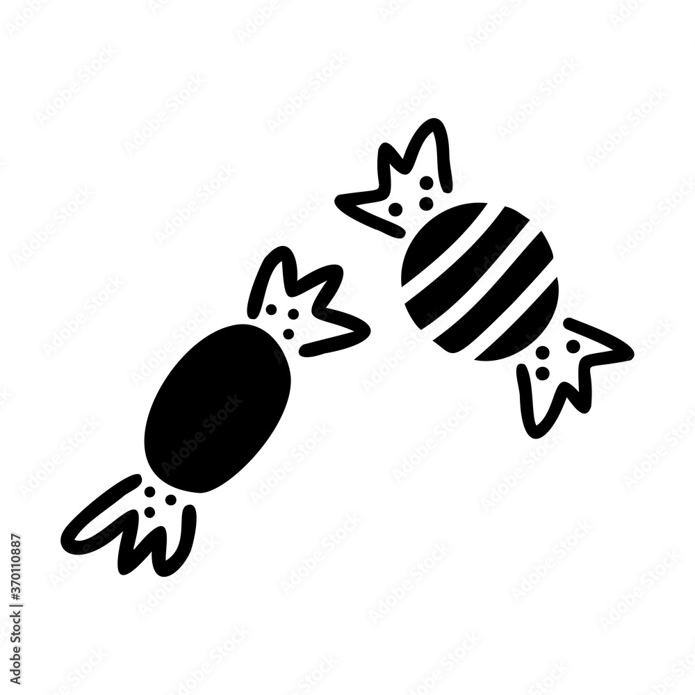 Hand drawn magic candy isolated on a white background. Element for celebrating Halloween. Doodle, simple outline illustration. It can be used for decoration of textile, paper and other surfaces. Hand drawn magic candy isolated on a white background. Element for celebrating Halloween. Doodle, simple outline illustration. It can be used for decoration of textile, paper and other surfaces.