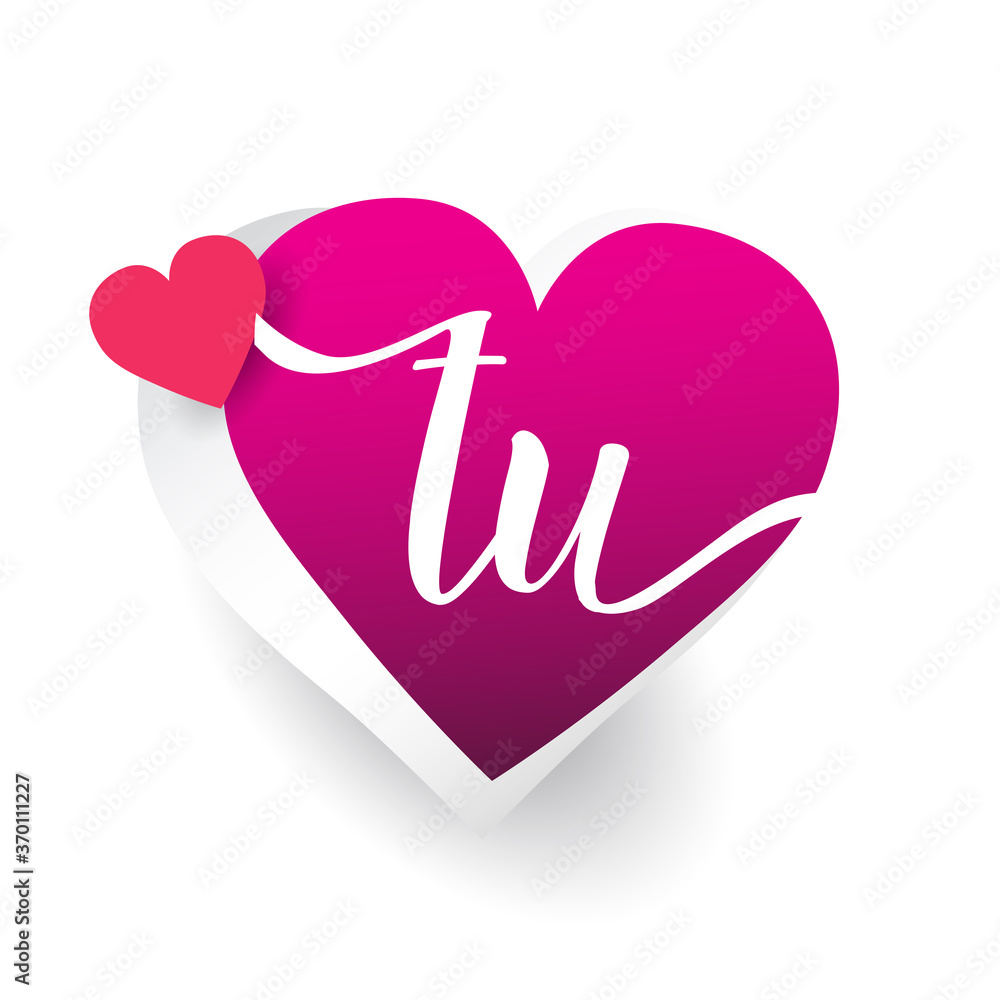 initial logo letter TU with heart shape red colored, logo design ...