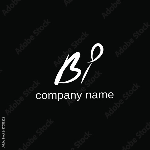 bi initial letter handwriting and signature logo