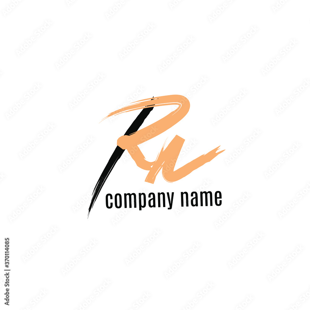 Rn initial letter handwriting and signature logo