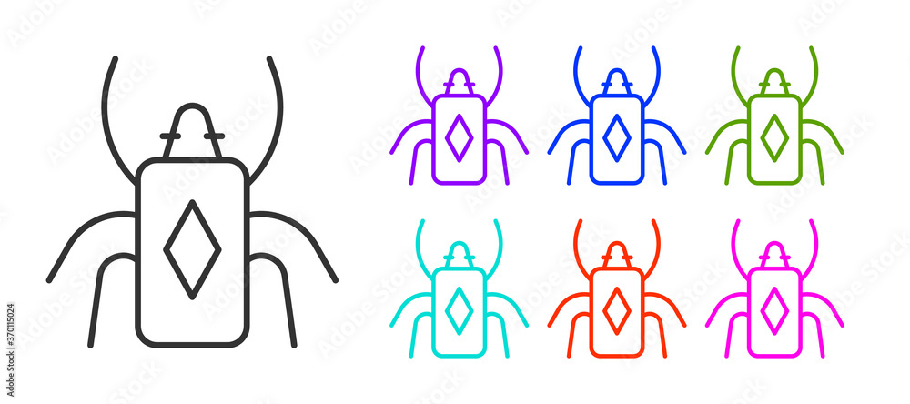 Black line Beetle bug icon isolated on white background. Set icons colorful. Vector. Black line Beetle bug icon isolated on white background. Set icons colorful. Vector.