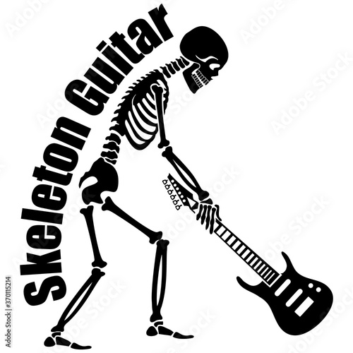 vector icon flat, skeleton with guitar, stencil