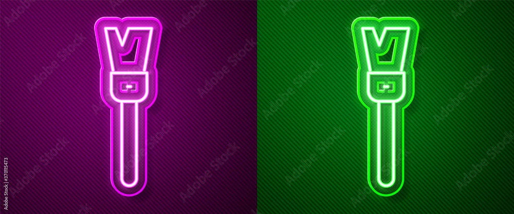 Glowing neon line Paint brush icon isolated on purple and green background. For the artist or for archaeologists and cleaning during excavations. Vector. Glowing neon line Paint brush icon isolated on purple and green background. For the artist or for archaeologists and cleaning during excavations. Vector.