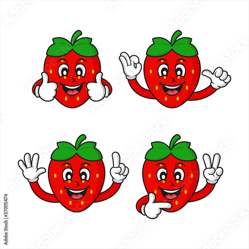 Strawberry character vector design  Collection
