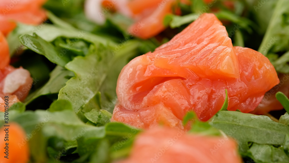 fresh sliced salmon and arugula salad fresh sliced salmon and arugula salad