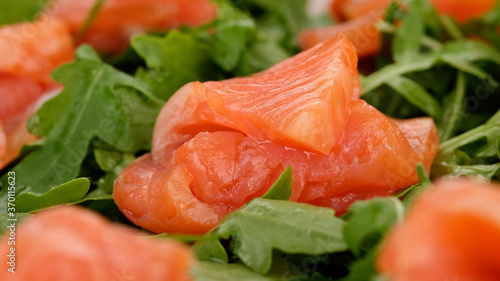 fresh sliced salmon and arugula salad 