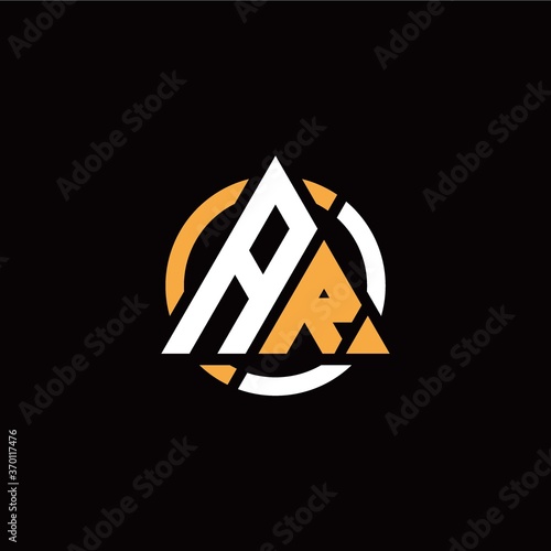 A R initial logo modern triangle with circle on back
