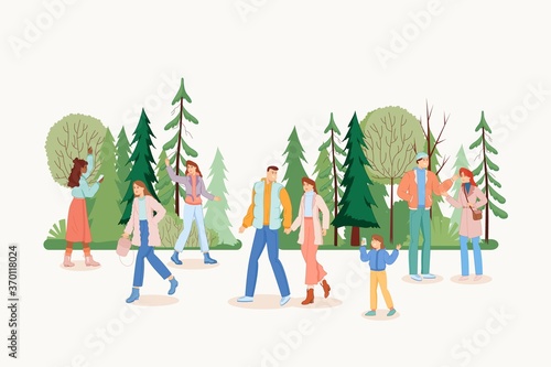 People walk in the park.