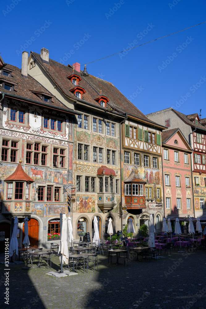 Fachwerkhäuser in der Altstadt, Stein am Rhein, Kanton Schaffhausen, Schweiz