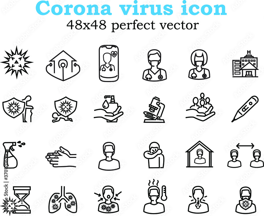 Corona virus icon pack in line style, symbol, logo and illustration. Vector graphics illustration and editable stroke. Use as health care and medical graphic asset. Corona virus icon pack in line style, symbol, logo and illustration. Vector graphics illustration and editable stroke. Use as health care and medical graphic asset.